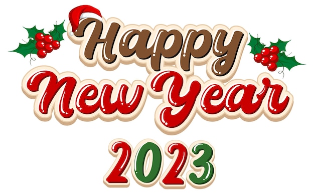 Happy New Year 2023 text for banner design