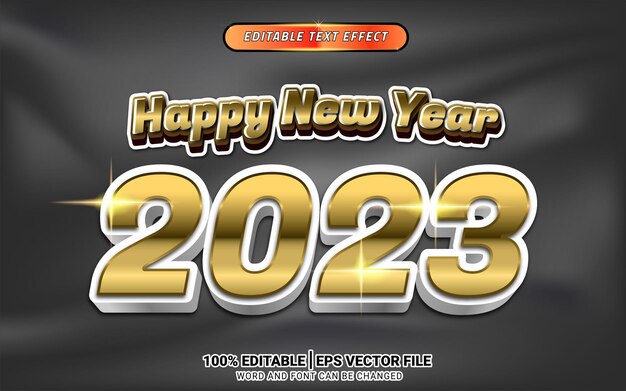 happy new year 2023 text effect editable template design gold font