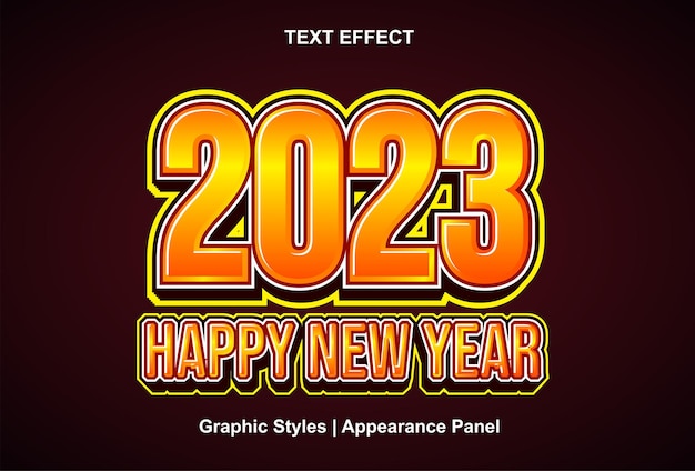 Happy new year 2023 text effect with graphic style and editable