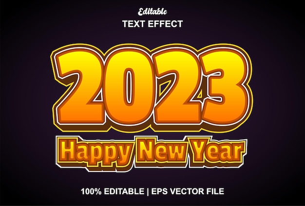 Happy new year 2023 text effect with orange color editable