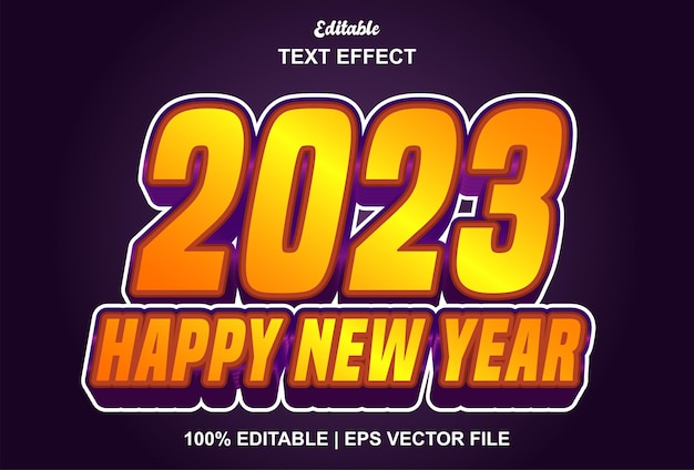 Happy new year 2023 text effect with orange color editable