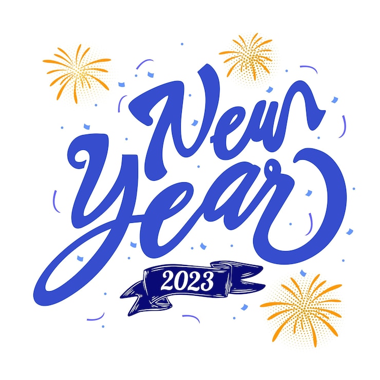 Vector happy new year 2023 text premium vector