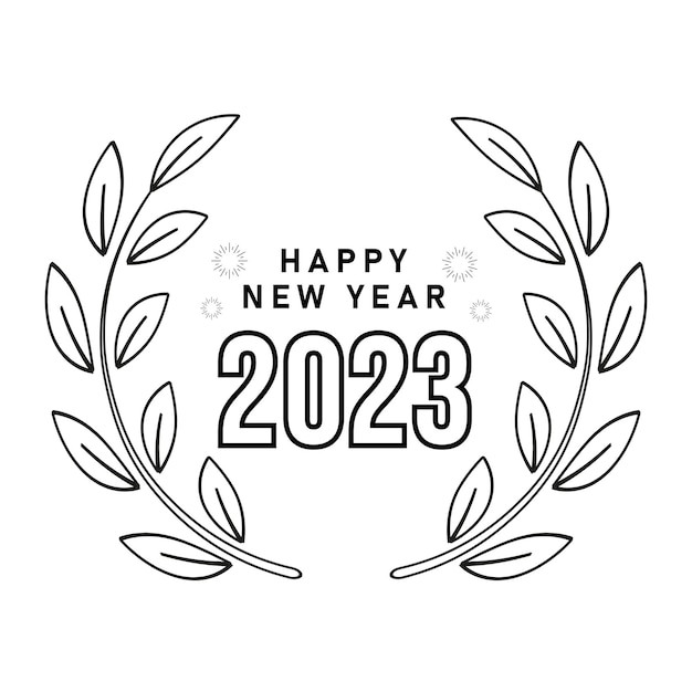 Happy new year 2023 text typography design and Christmas elegant decoration 2023