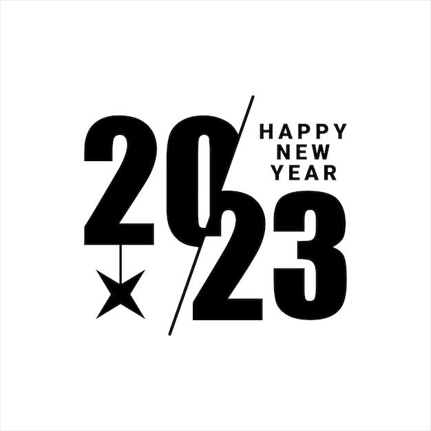 Happy new year 2023 text typography design and Christmas elegant decoration 2023