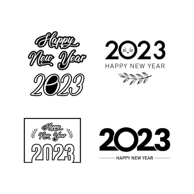 С Новым годом 2023, дизайн текстовой типографии и элегантное рождественское украшение 2023