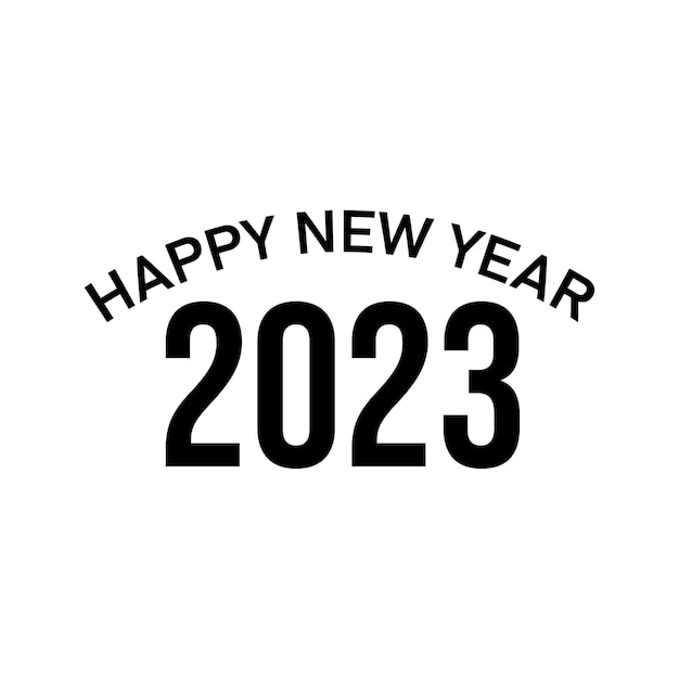 Happy new year 2023 text typography design and Christmas elegant decoration 2023