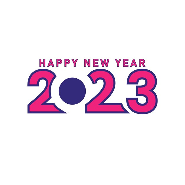 Happy new year 2023 text typography design and Christmas elegant decoration 2023