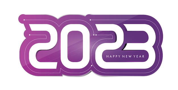 Felice anno nuovo 2023 disegno tipografia testo picchiettio, illustrazione vettoriale.