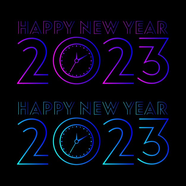 happy new year 2023 text typography design patter vector illustration.