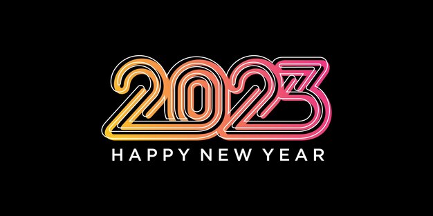 Happy new year 2023 text typography design vector template