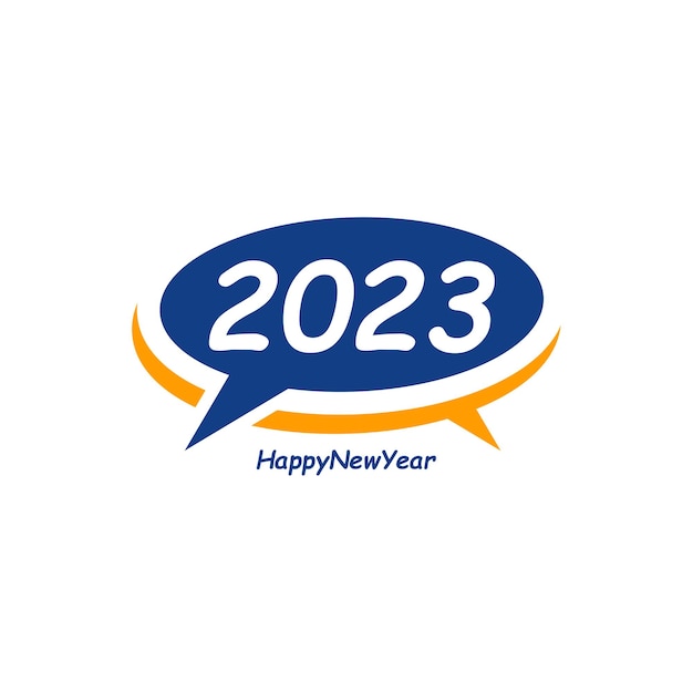 Happy New Year 2023 text with Chat design concept Cover of business diary for 2023 with wishes Brochure design template card banner Vector illustration Isolated on white background