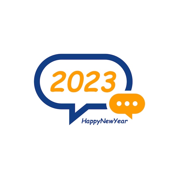 Happy New Year 2023 text with Chat design concept Cover of business diary for 2023 with wishes Brochure design template card banner Vector illustration Isolated on white background