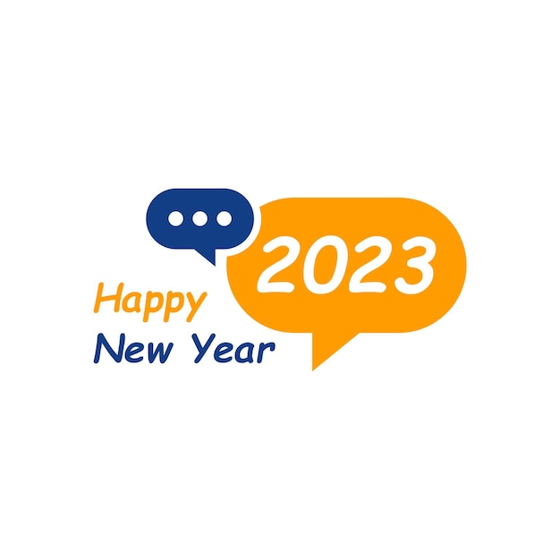 행복 한 새 해 2023 텍스트 채팅 디자인 개념 2023 년 비즈니스 일기 표지 소원 브로셔 디자인 템플릿 카드 배너 벡터 일러스트 레이 션 흰색 배경에 고립