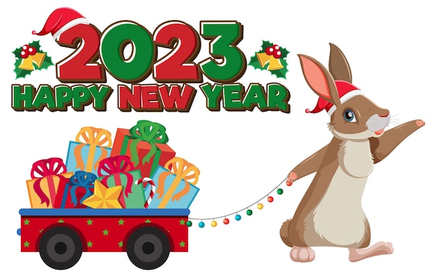 かわいいウサギと新年あけましておめでとうございます 2023 テキスト