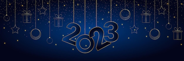 Happy new year 2023 vector art banner