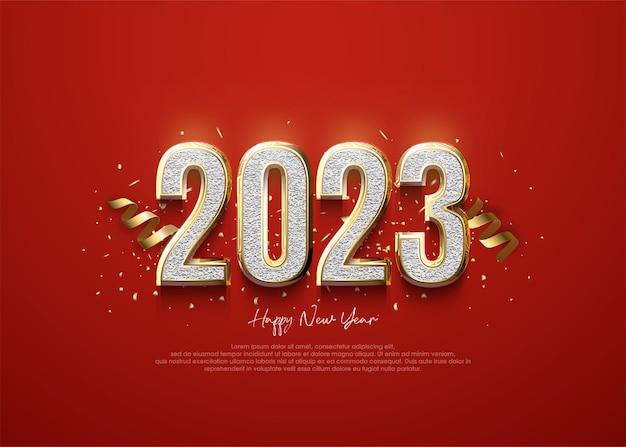 Happy new year 2023 vector background luxury gold number glitter