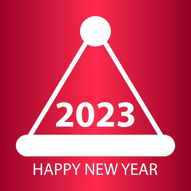 明けましておめでとうございます 2023、ベクトル。赤の背景にポストカード ハッピーニューイヤー 2023。