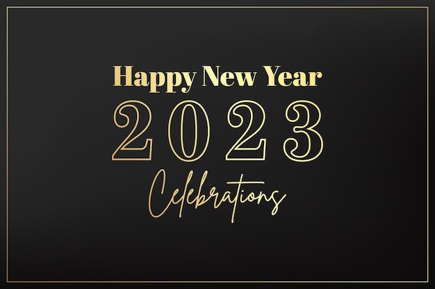 Vector happy new year 2023. vector web banner, poster, greeting card design gold logo 2023 background