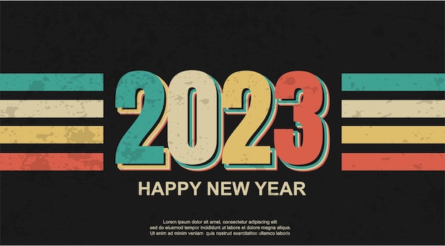 Vettore felice anno nuovo 2023 vintage.