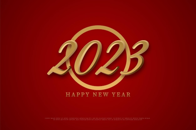 happy new year 2023 with 3d gold numbers