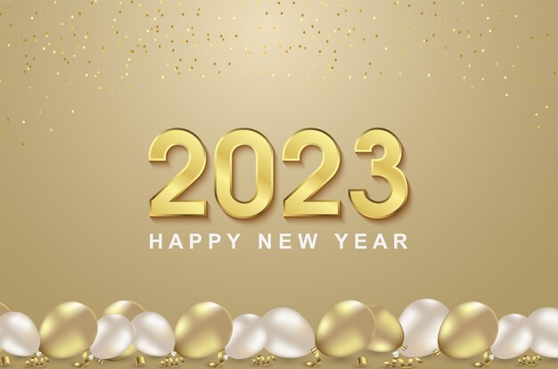 Vettore felice anno nuovo 2023 con palloncino