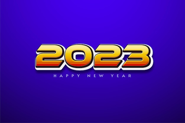 Vector happy new year 2023 with bold numbers on blue background