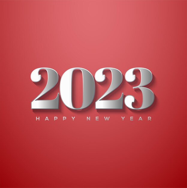 Happy new year 2023 with classic silver font