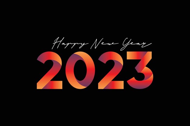 Happy new year 2023 with colorful on black background