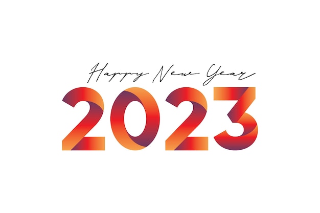 Happy new year 2023 with colorful on white background