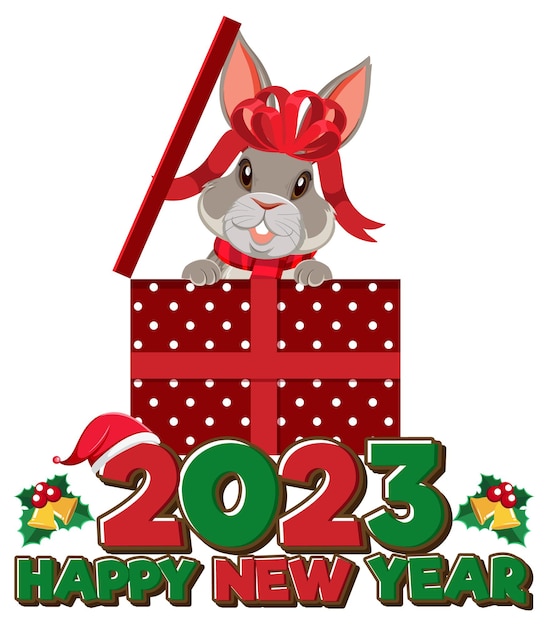 Vector happy new year 2023 with cute rabbit