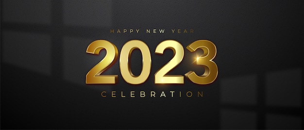 Happy new year 2023 with elegant design on dark background