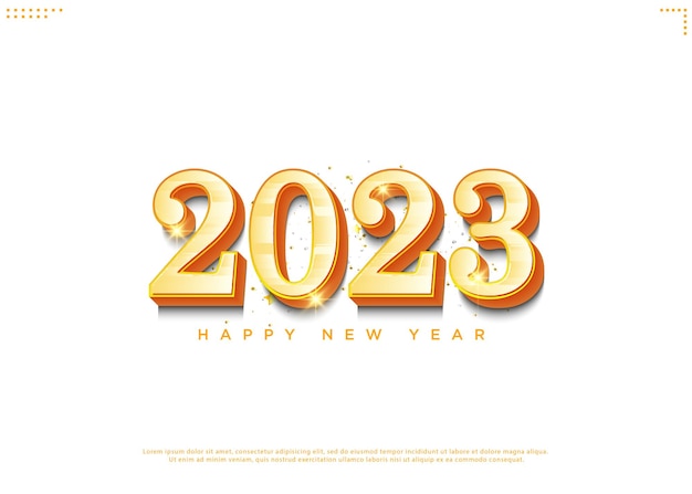 happy new year 2023 with fancy 3d numbers.