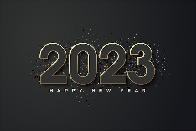 Happy new year 2023 with fancy thin numbers