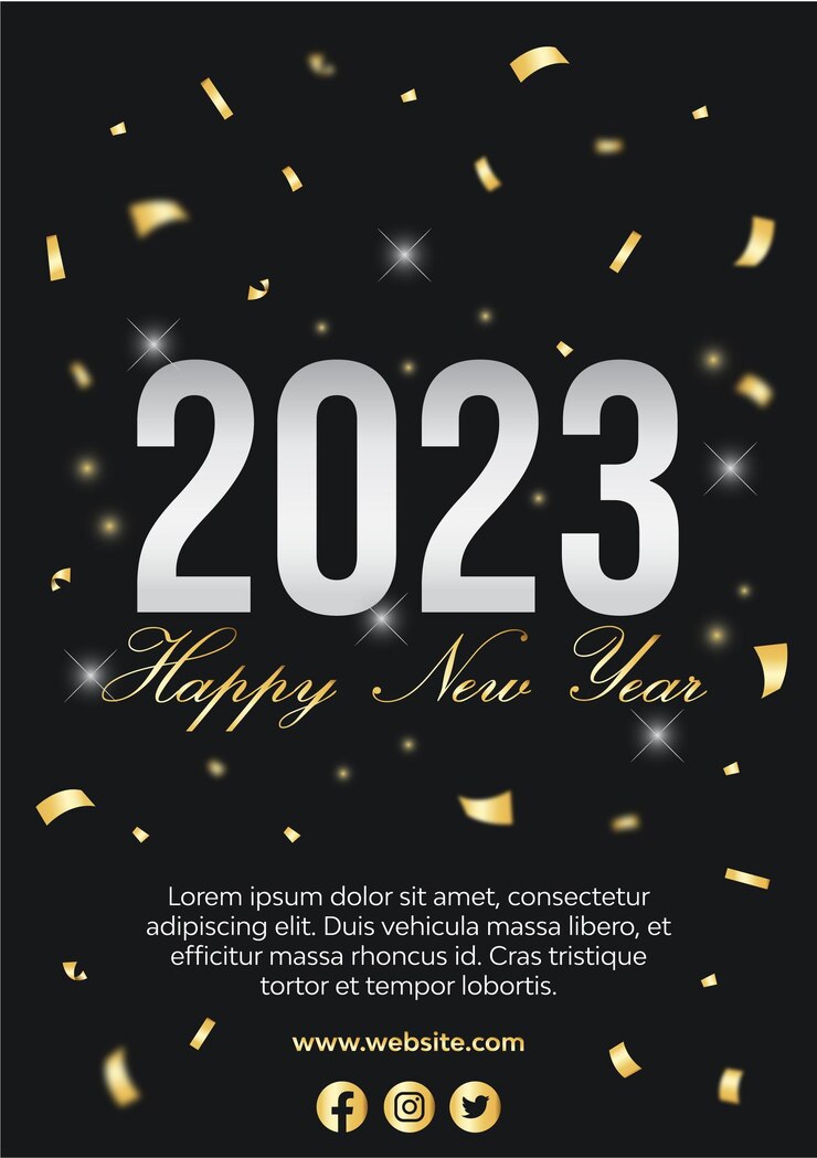 フラットなデザインの花火の背景を持つ新年あけましておめでとうございます2023