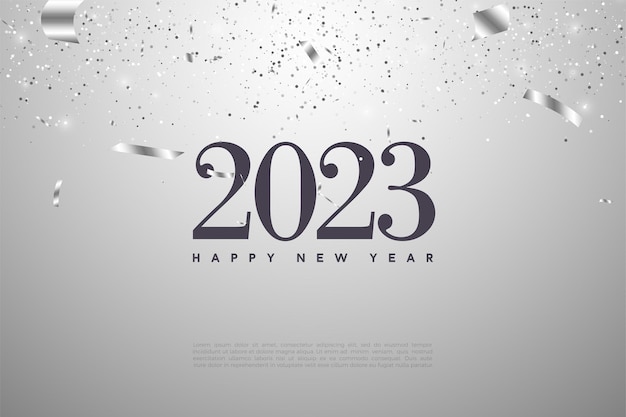 Happy new year 2023 with flying paper illustration.