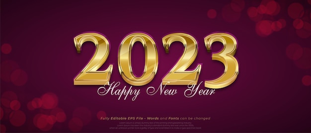 Happy new year 2023 with glass style editable text effect