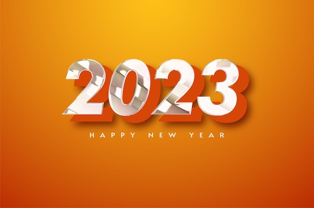 Happy new year 2023 with glass texture numbers