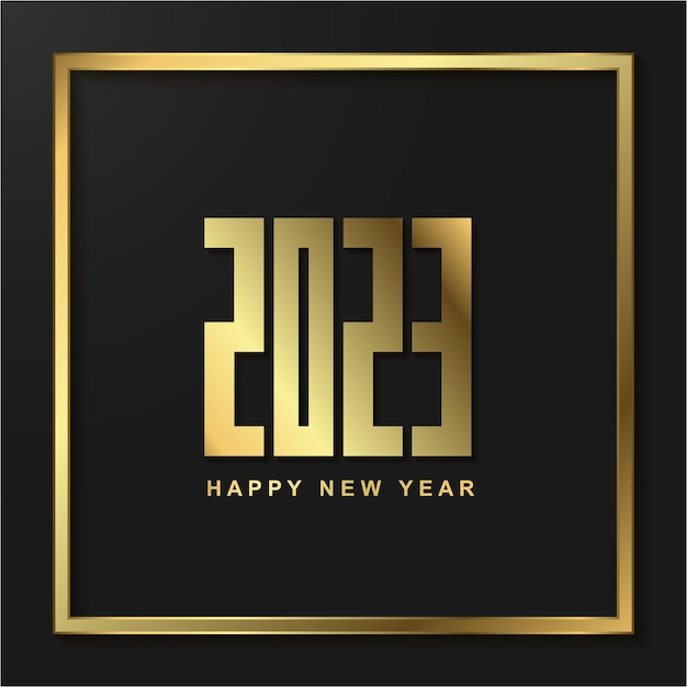 Vector happy new year 2023 with gold line background