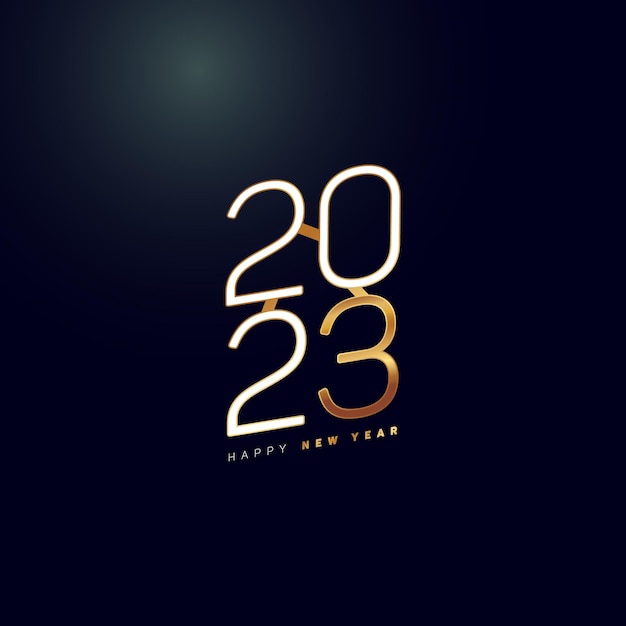 Happy new year 2023 with luxury golden dark background