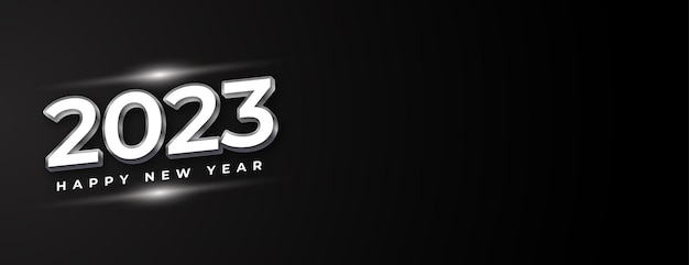 Vettore felice anno nuovo 2023 con numero di metallo su sfondo banner scuro