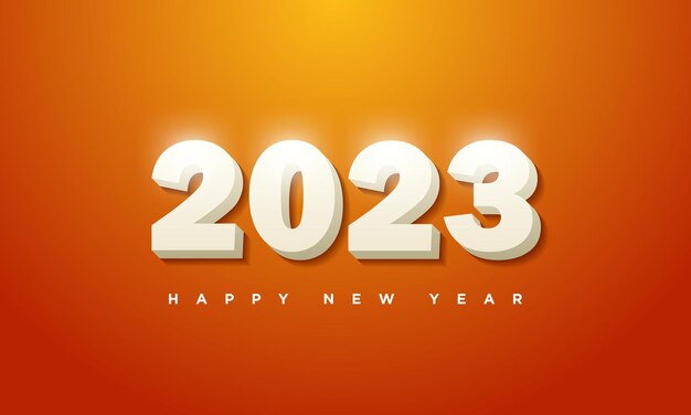 happy new year 2023 with metallic 3d numbers