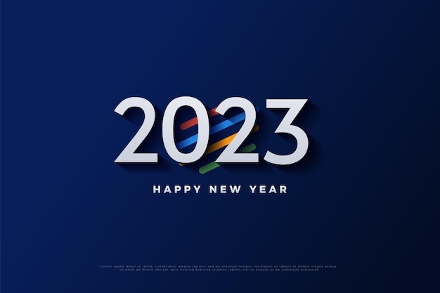 マルチカラーの背景を持つ幸せな新年2023年