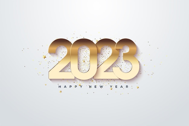 Happy new year 2023 with prominent 3d numbers