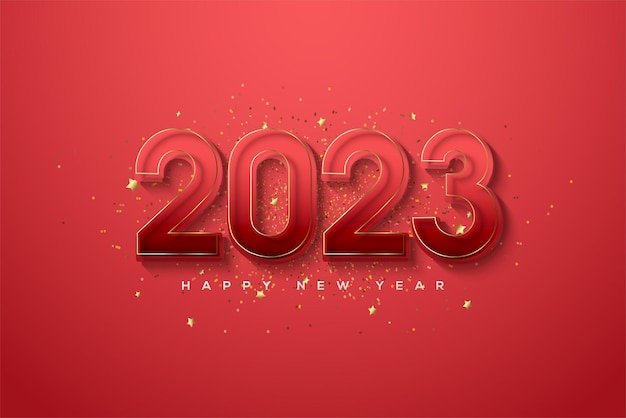 赤いテーマで新年あけましておめでとうございます2023