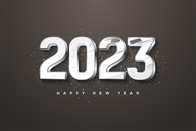 Happy new year 2023 with rock themed numbers