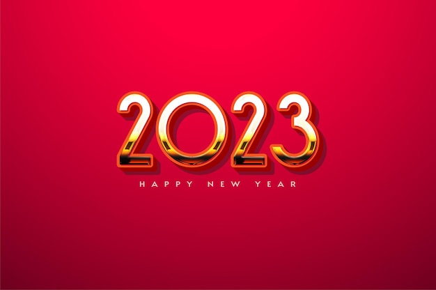 Happy new year 2023 with shiny gold numbers