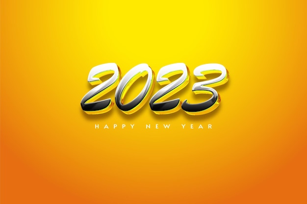 Happy new year 2023 with shiny luxury silver numbers