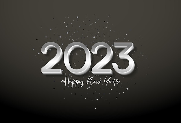 happy new year 2023 with a sprinkling of white glitter