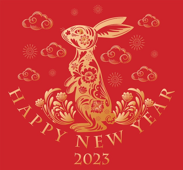 Happy new year 2023 year of the rabbit