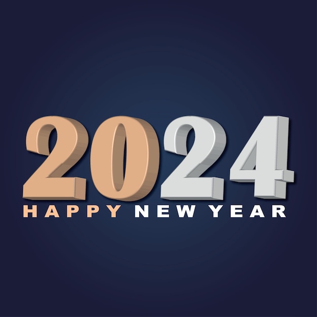 Happy new year 2024 3d modern minimal background design